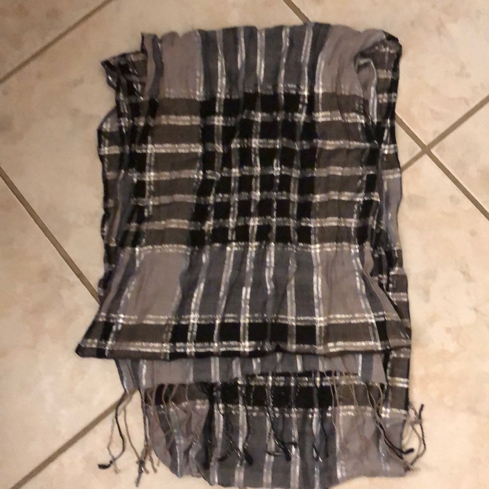 Black gray silver metallic scarf
